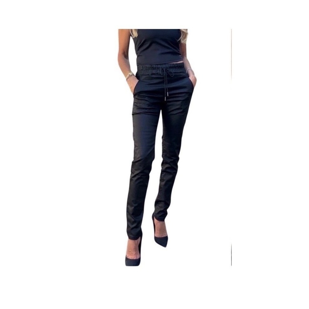 BEVY FLOG Shely Black Jogger Pants Women 26 High Rise Pull On Stretch Travel